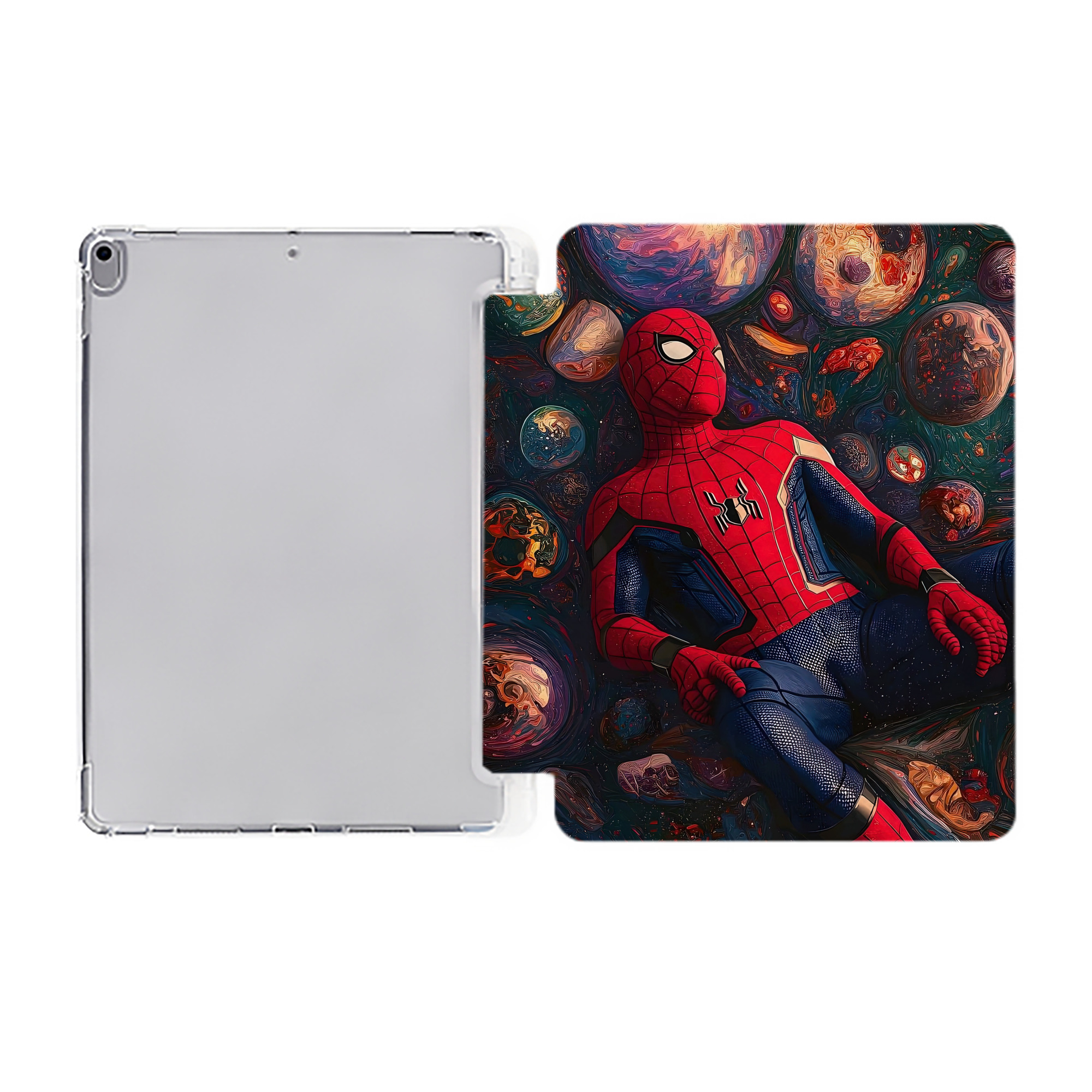 （画像用） Spider Man スパイダーマン IPad ケース ペン収納付き 三つ折りスタンド PUレザー×シリコン 対応機種9.5/10.5/10.9インチ